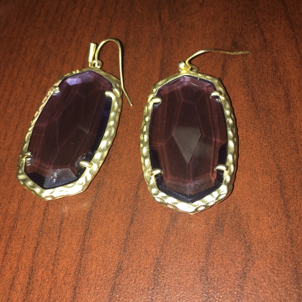 Kendra Scott Elle purple polite and gold earrings